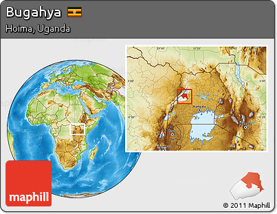 Physical Location Map of Bugahya, highlighted parent region, within the entire country