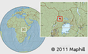 Savanna Style Location Map of Bugahya, within the entire country, hill shading