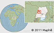 Savanna Style Location Map of Bugahya, highlighted country, hill shading
