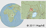 Savanna Style Location Map of Bugahya, highlighted parent region, within the entire country, hill shading