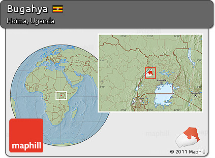 Savanna Style Location Map of Bugahya, highlighted parent region, hill shading
