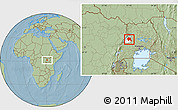 Savanna Style Location Map of Bugahya, highlighted parent region, hill shading
