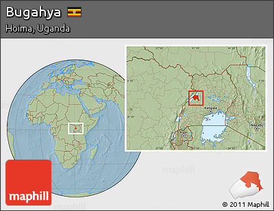 Savanna Style Location Map of Bugahya, hill shading
