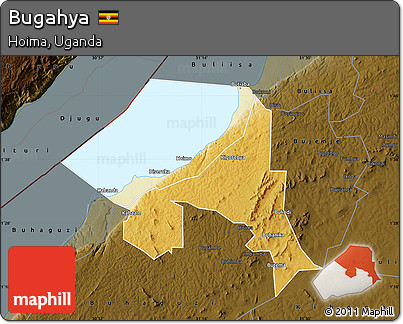 Physical Map of Bugahya, darken