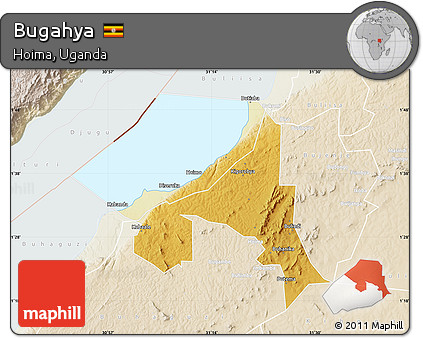 Physical Map of Bugahya, lighten