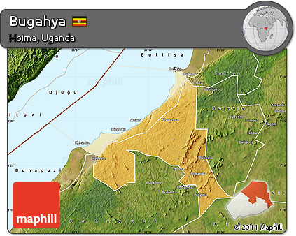 Physical Map of Bugahya, satellite outside