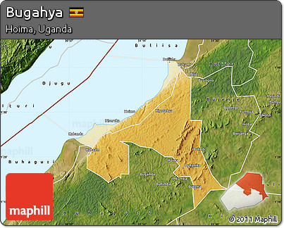 Physical Map of Bugahya, satellite outside