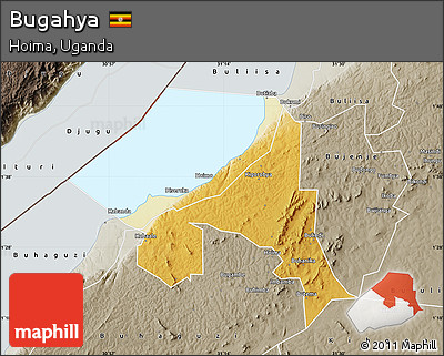 Physical Map of Bugahya, semi-desaturated