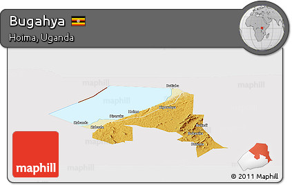 Physical Panoramic Map of Bugahya, cropped outside