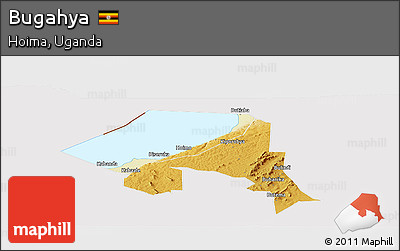 Physical Panoramic Map of Bugahya, cropped outside