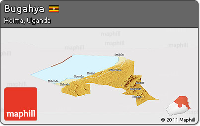 Physical Panoramic Map of Bugahya, cropped outside