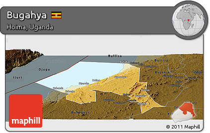 Physical Panoramic Map of Bugahya, darken