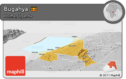 Physical Panoramic Map of Bugahya, lighten, desaturated
