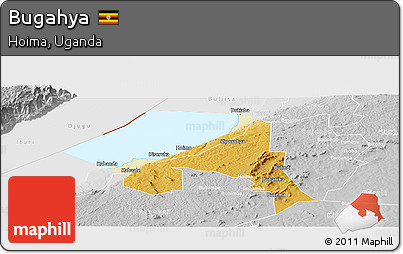 Physical Panoramic Map of Bugahya, lighten, desaturated