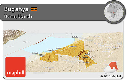 Physical Panoramic Map of Bugahya, lighten