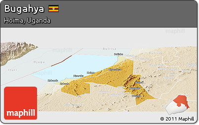 Physical Panoramic Map of Bugahya, lighten