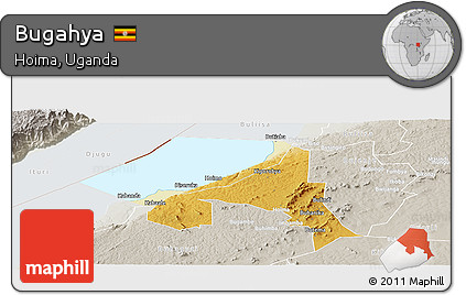 Physical Panoramic Map of Bugahya, lighten, semi-desaturated