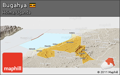 Physical Panoramic Map of Bugahya, lighten, semi-desaturated