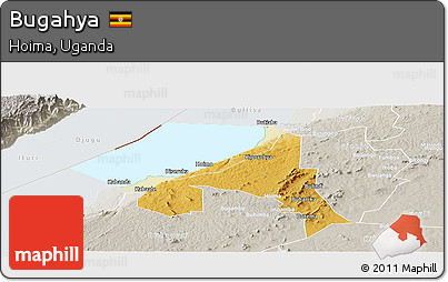 Physical Panoramic Map of Bugahya, lighten, semi-desaturated
