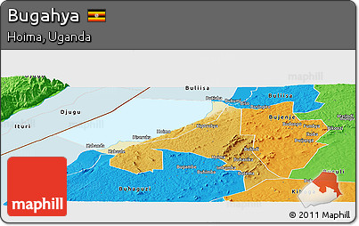 Physical Panoramic Map of Bugahya, political outside
