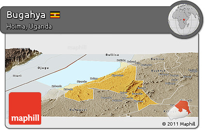 Physical Panoramic Map of Bugahya, semi-desaturated