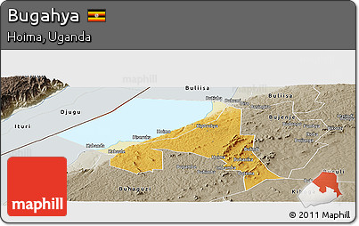 Physical Panoramic Map of Bugahya, semi-desaturated