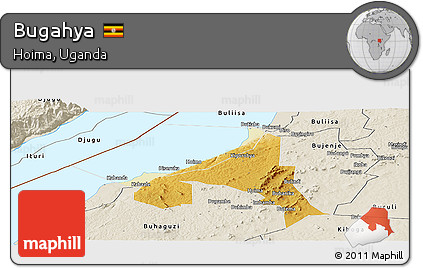 Physical Panoramic Map of Bugahya, shaded relief outside