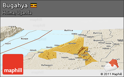 Physical Panoramic Map of Bugahya, shaded relief outside