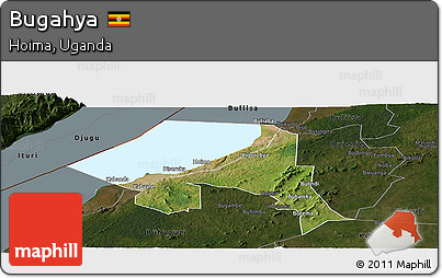 Satellite Panoramic Map of Bugahya, darken