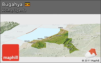 Satellite Panoramic Map of Bugahya, lighten