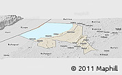 Shaded Relief Panoramic Map of Bugahya, desaturated