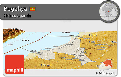 Shaded Relief Panoramic Map of Bugahya, physical outside