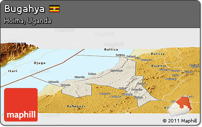 Shaded Relief Panoramic Map of Bugahya, physical outside
