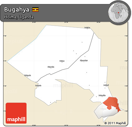 Classic Style Simple Map of Bugahya, single color outside