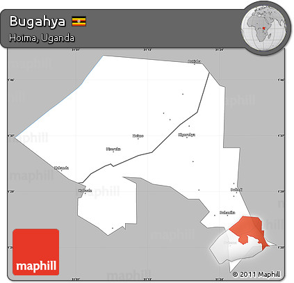 Gray Simple Map of Bugahya, single color outside