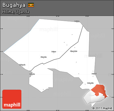 Gray Simple Map of Bugahya, single color outside