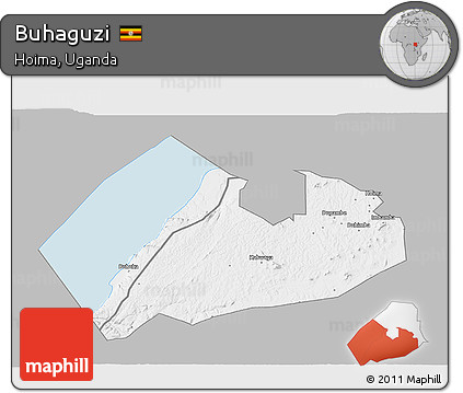 Gray 3D Map of Buhaguzi, single color outside