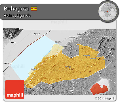 Physical 3D Map of Buhaguzi, desaturated