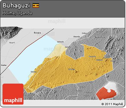 Physical 3D Map of Buhaguzi, desaturated