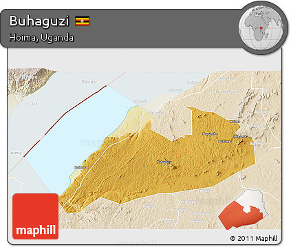 Physical 3D Map of Buhaguzi, lighten