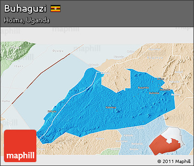 Political 3D Map of Buhaguzi, lighten