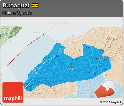 Political 3D Map of Buhaguzi, lighten