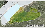 Satellite 3D Map of Buhaguzi, semi-desaturated