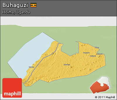 Savanna Style 3D Map of Buhaguzi, single color outside