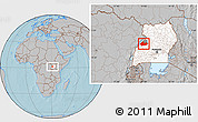 Gray Location Map of Buhaguzi, highlighted country, highlighted parent region, hill shading
