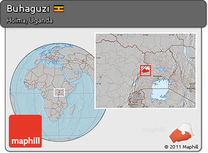 Gray Location Map of Buhaguzi, highlighted parent region, hill shading