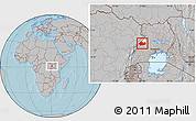 Gray Location Map of Buhaguzi, highlighted parent region, hill shading