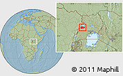 Savanna Style Location Map of Buhaguzi, within the entire country, hill shading