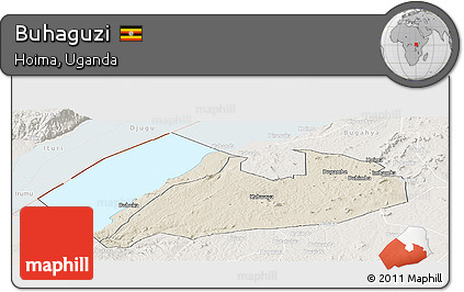 Shaded Relief Panoramic Map of Buhaguzi, lighten
