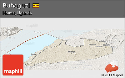 Shaded Relief Panoramic Map of Buhaguzi, lighten